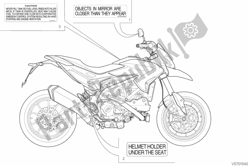 Todas as partes de Posizionamento Targhette do Ducati Hypermotard 939 SP USA 2016